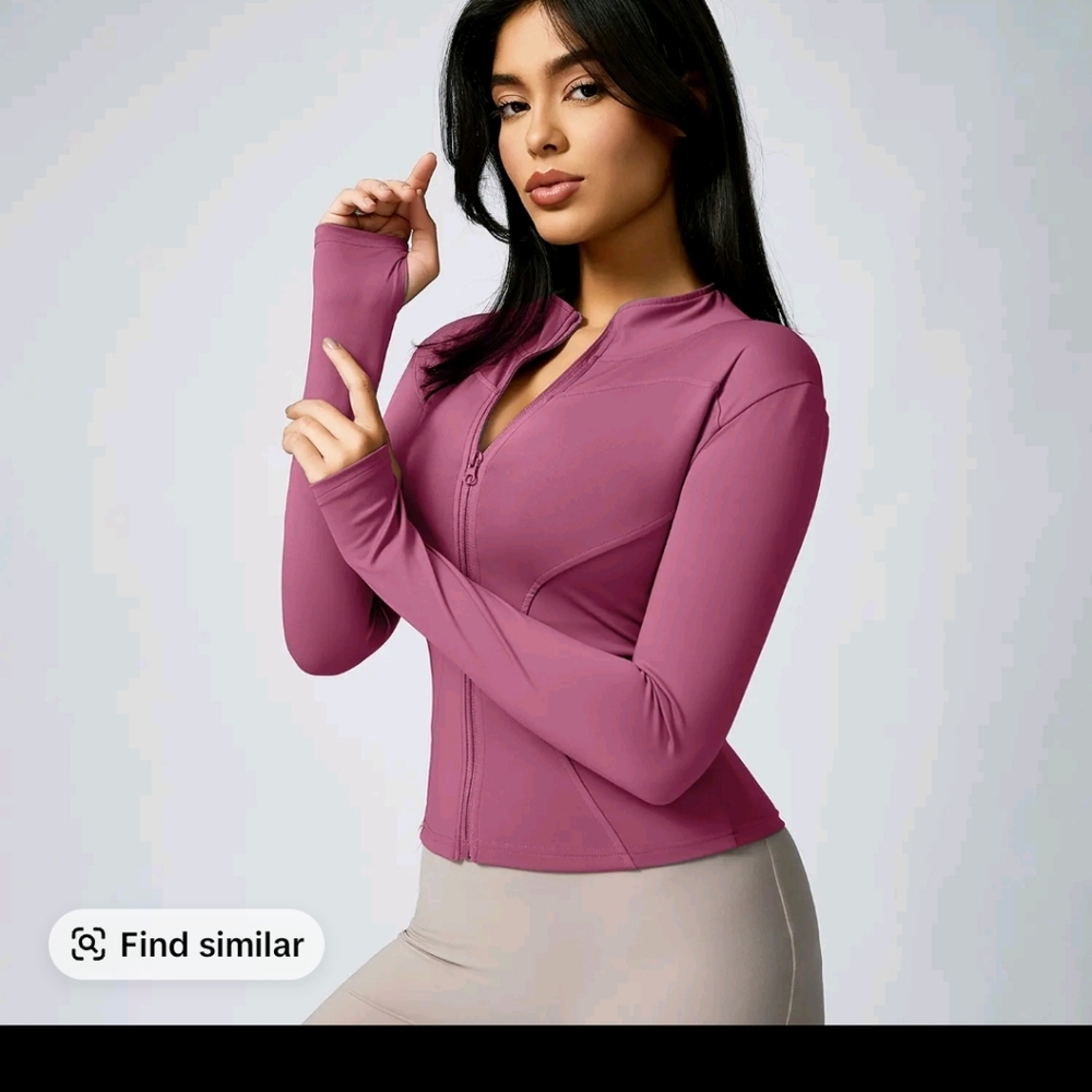 Women's Long Sleeve Zip-Up Top - Pink